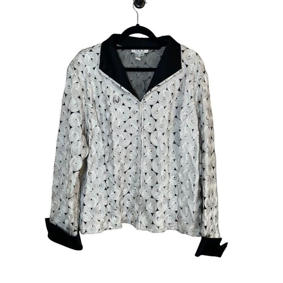 D & Y Jackets & Blazers - Retro Floral Rosette Jacket 3X Black White Evening Wedding Festive Holiday Chic